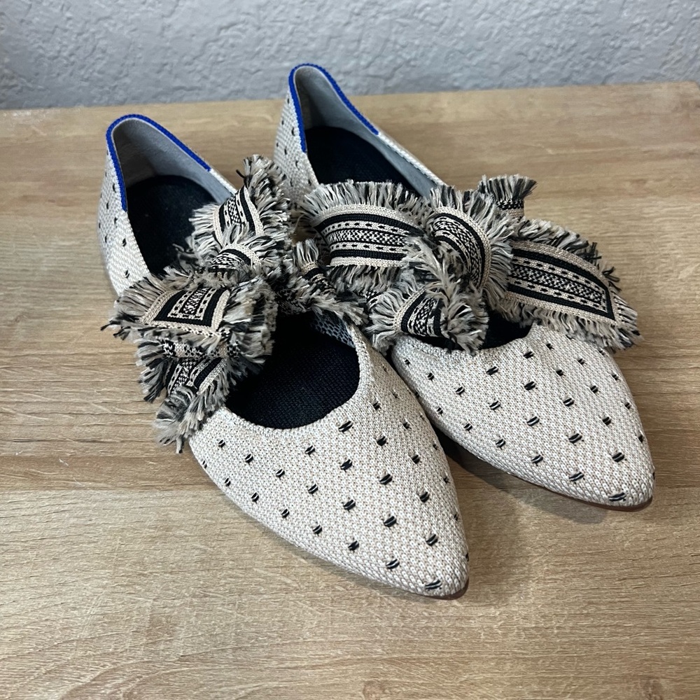 Rare Rothy’s Mary Jane Tuxedo Dots With Bow Women's Shoes 7 - Picture 3 of 6